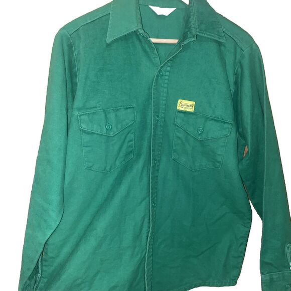 Vintage Frostproof Paymaster Seeds Medium Green Button Up Long Sleeve Shirt - Picture 1 of 10
